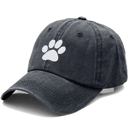 Dog Paw Embroidered Baseball Cap Women Men Adjustable Washed Cotton Dad Hat Unisex Classic Golf Caps