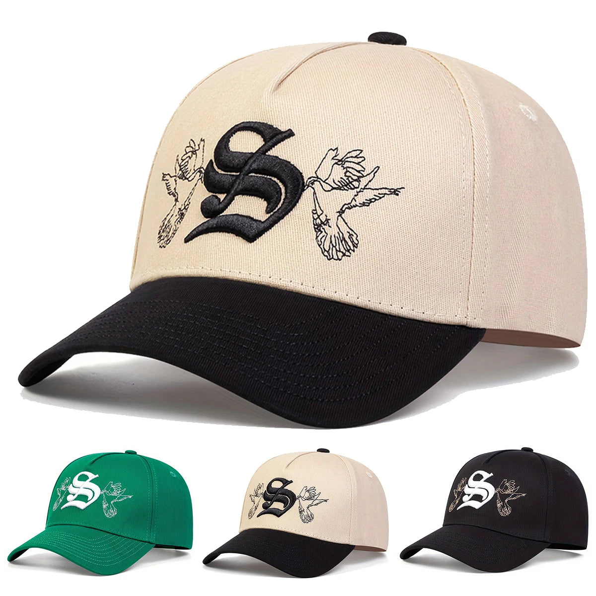 Unisex Personality S Letter Embroidery Snapback Baseball Caps Spring Autumn Outdoor Adjustable