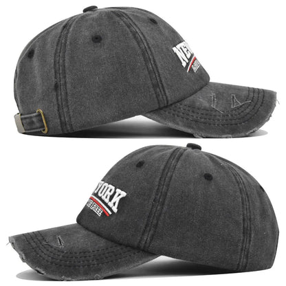 Retro Embroidered Letter Baseball Cap Unisex Adjustable Washed Cotton Hip Hop Snapback Outdoor