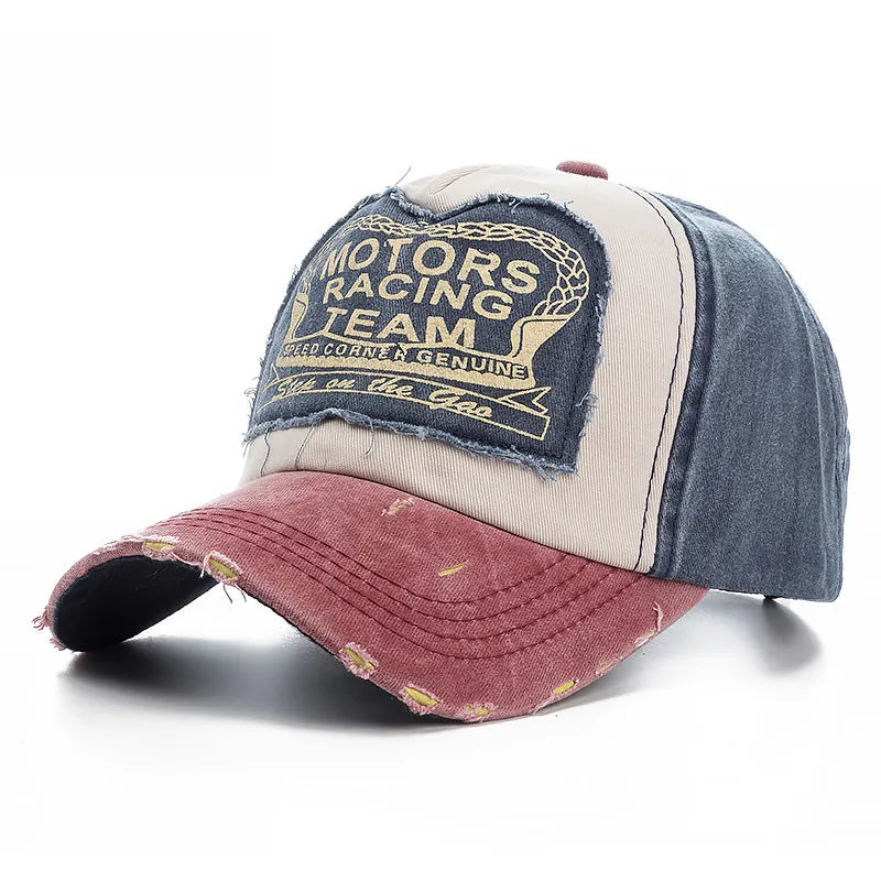 Washed Cotton Damage Baseball Cap Motor Snapback Hat Hip Hop Dad Hats Men Women Grinding Multicolor