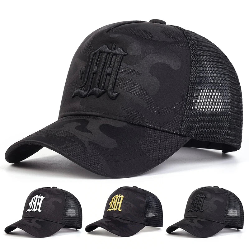 M Letter Camouflage Embroidery Baseball Net Caps Spring Summer Outdoor Adjustable Casual Hats