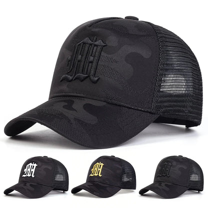 M Letter Camouflage Embroidery Baseball Net Caps Spring Summer Outdoor Adjustable Casual Hats