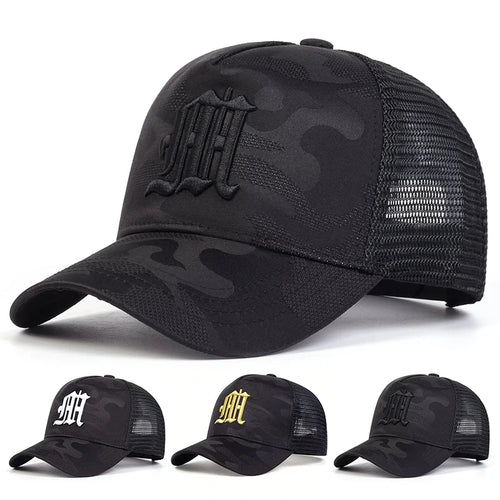 M Letter Camouflage Embroidery Baseball Net Caps Spring Summer Outdoor Adjustable Casual Hats