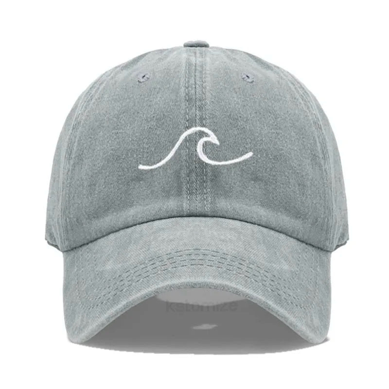 Men S Baseball Cap Women Washed Cotton Waves Embroidery Dad Hat Sport Golf Caps Man Sun Hats