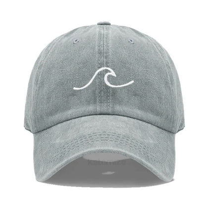 Men S Baseball Cap Women Washed Cotton Waves Embroidery Dad Hat Sport Golf Caps Man Sun Hats