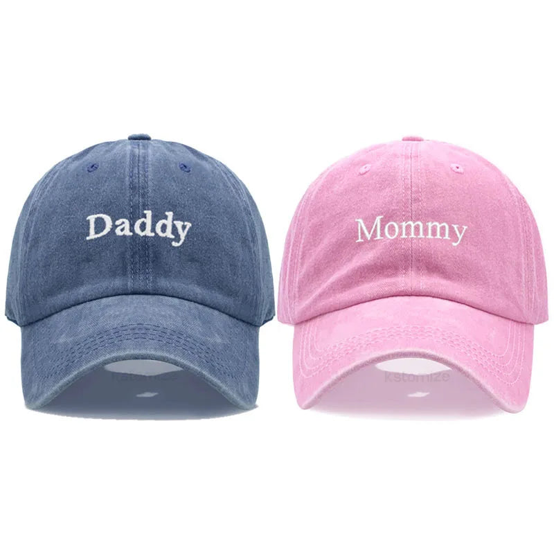 Daddy Mommy Embroidery Baseball Cap Men Women Unisex Soft Washed Cotton Hats Father S Mother Day