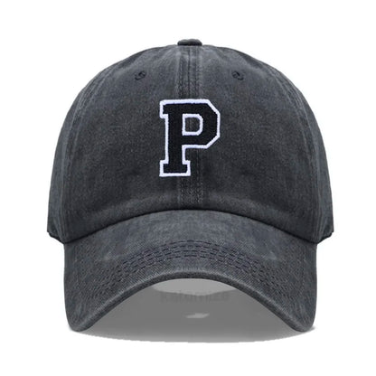 Initial Letter A-Z Embroider Baseball Cap Men Womne Washed Cotton Dad Hat Team Sport Visors Snapback
