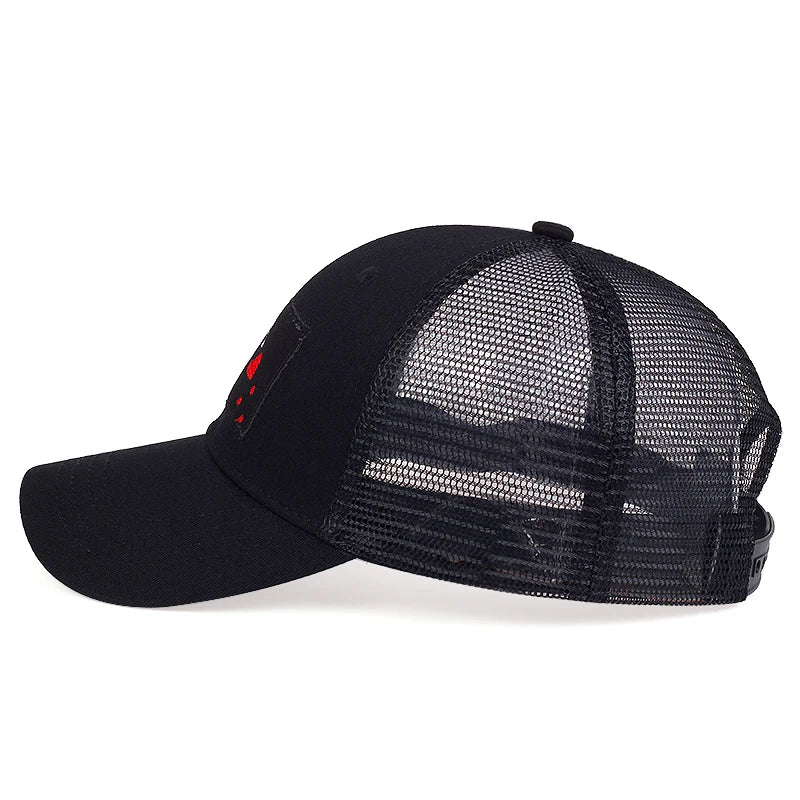 Unisex Skeleton Head Branch Heart Embroidery Baseball Net Caps Spring Summer Outdoor Adjustable
