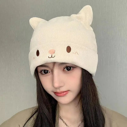 Women Autumn Winter Cute Cap Hat Female Cartoon Bear Ears Lady Girl Kawaii Knitted Crochet Beanies