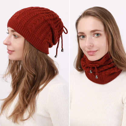 Women Stretchy Knitted Skullies Beanies Hat Solid Snood Scarf Warm Beanie Womem Autumn Winter Female