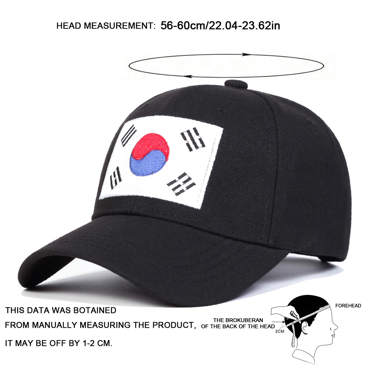 Unisex Korean Flag Embroidery Baseball Caps Spring Autumn Outdoor Adjustable Casual Hats Sunscreen