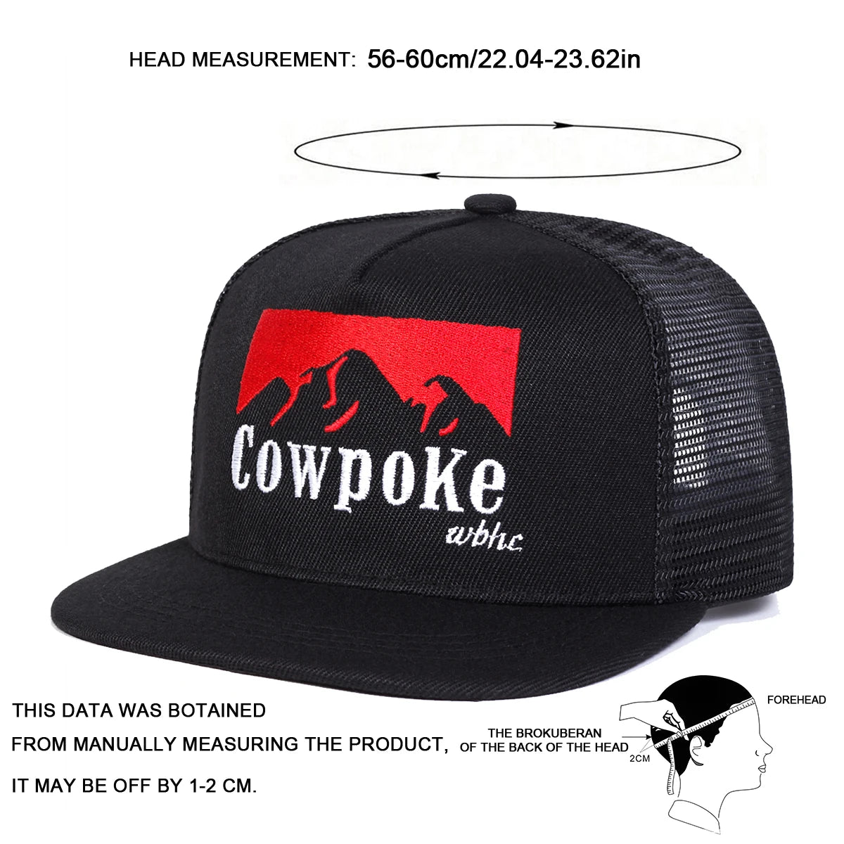 Unisex Cowpoke Letter Embroidery Hip-Hop Net Hats Spring Summer Outdoor Adjustable Casual Baseball