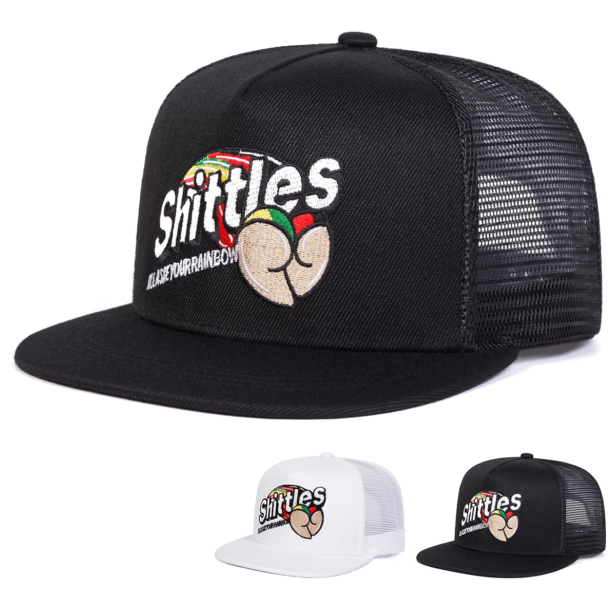 Unisex Shittles Embroidery Hip-Hop Net Hats Spring Summer Outdoor Adjustable Casual Baseball Caps