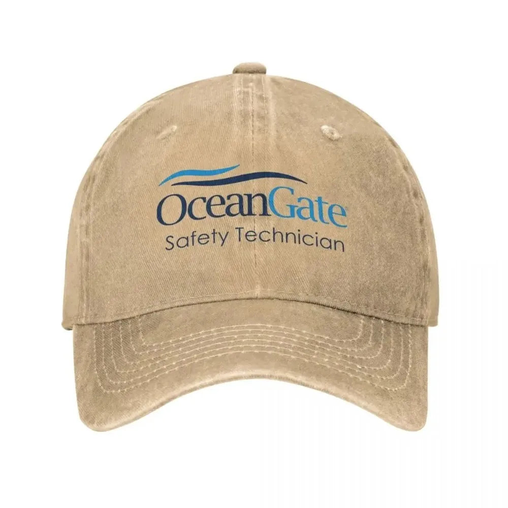 Vintage Oceangate Safety Technician Baseball Cap Unisex Style Distressed Washed Headwear Outdoor All