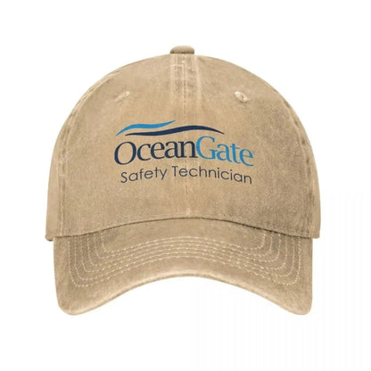 Vintage Oceangate Safety Technician Baseball Cap Unisex Style Distressed Washed Headwear Outdoor All