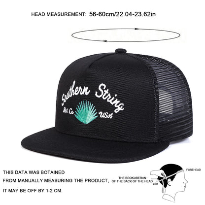 Unisex Southern String Embroidery Hip-Hop Net Hats Spring Summer Outdoor Adjustable Casual Baseball