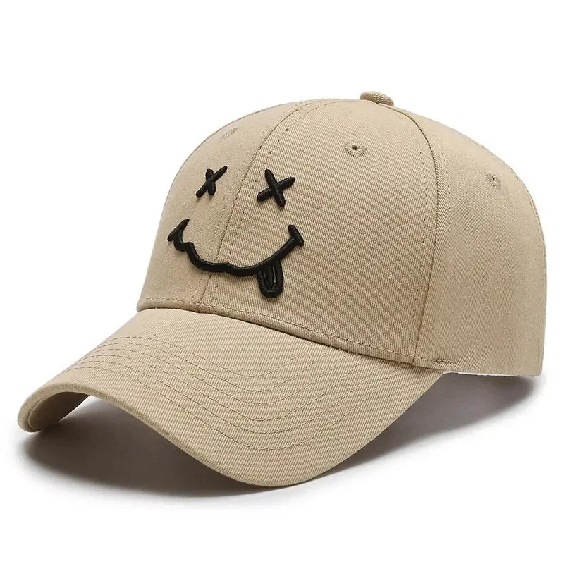 Men Women Smile Face Embroidery Baseball Caps Cotton Adjustable Snapback Hats Hip Hop Trucker Cap