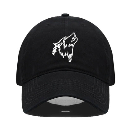 Women S Baseball Cap Men Washed Cotton Wolf Howl Embroidery Dad Hat Sport Golf Caps Man Sun Hats