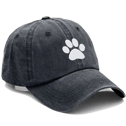 Dog Paw Embroidered Baseball Cap Women Men Adjustable Washed Cotton Dad Hat Unisex Classic Golf Caps