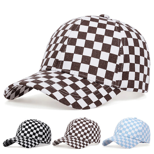 Unisex Small Grid Printing Baseball Caps Spring Autumn Outdoor Adjustable Casual Hats Sunscreen Hat