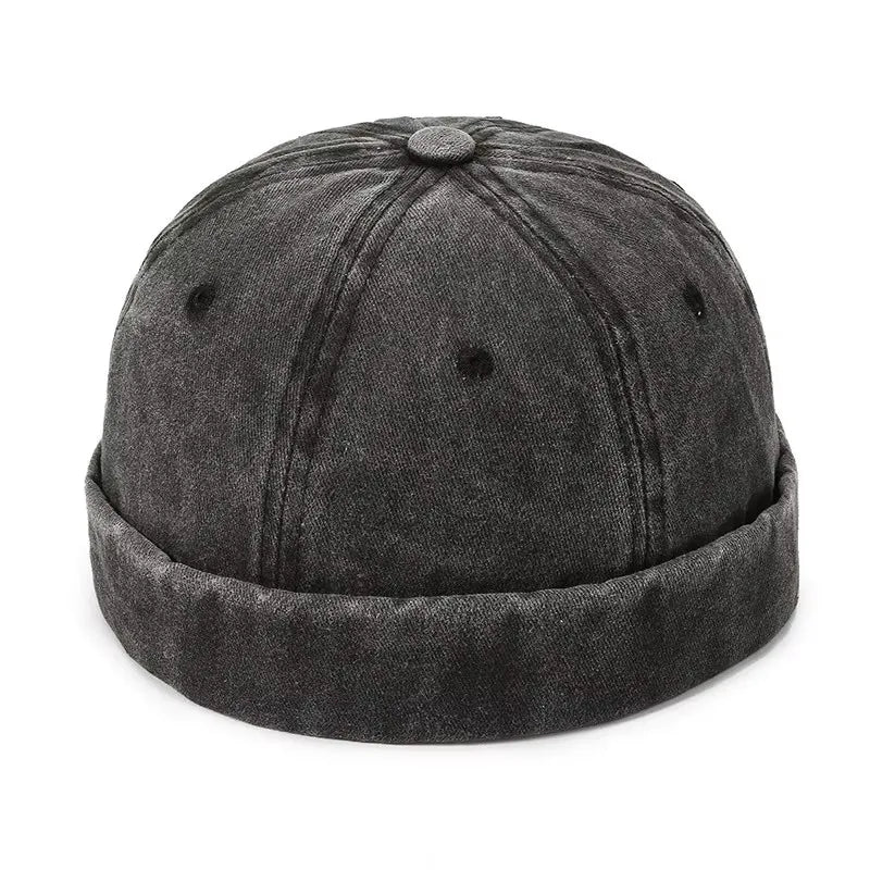 Women Men Solid Cotton Cap Hat Washed Denim Beanie Spring Autumn Retro Adjustable Docker Sailor