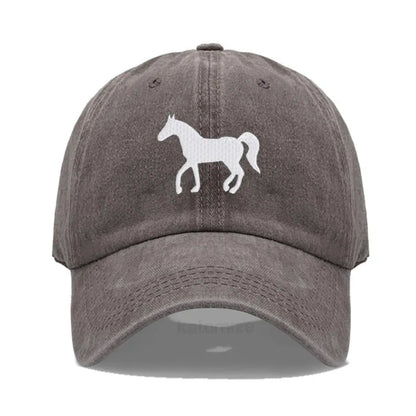 Horse Embroidered Baseball Cap Women Men Adjustable Washed Cotton Dad Hat Unisex Classic Golf Caps