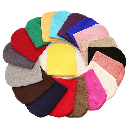 Kids Baby Solid Color Warm Soft Beanies Cap Hat Spring Autumn Winter Newborn Toddler Infant Knitted