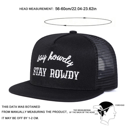 Unisex Stay Rowdy Embroidery Hip-Hop Net Hats Spring Summer Outdoor Adjustable Casual Baseball Caps