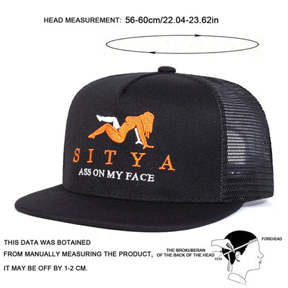 Unisex Sitya Letter Embroidery Hip-Hop Net Hats Spring Summer Outdoor Adjustable Casual Baseball