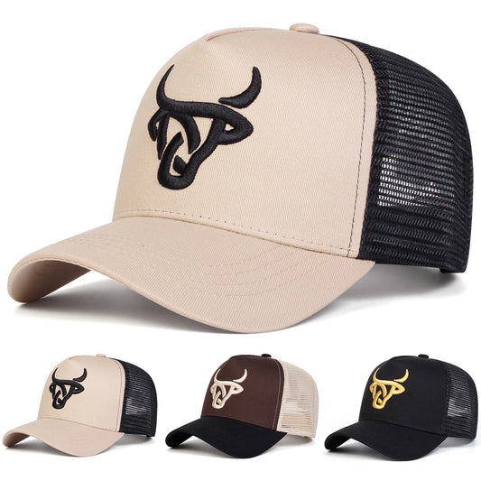 Unisex Ox Head Embroidery Baseball Net Caps Spring Summer Outdoor Adjustable Casual Hats Hip Hop Hat