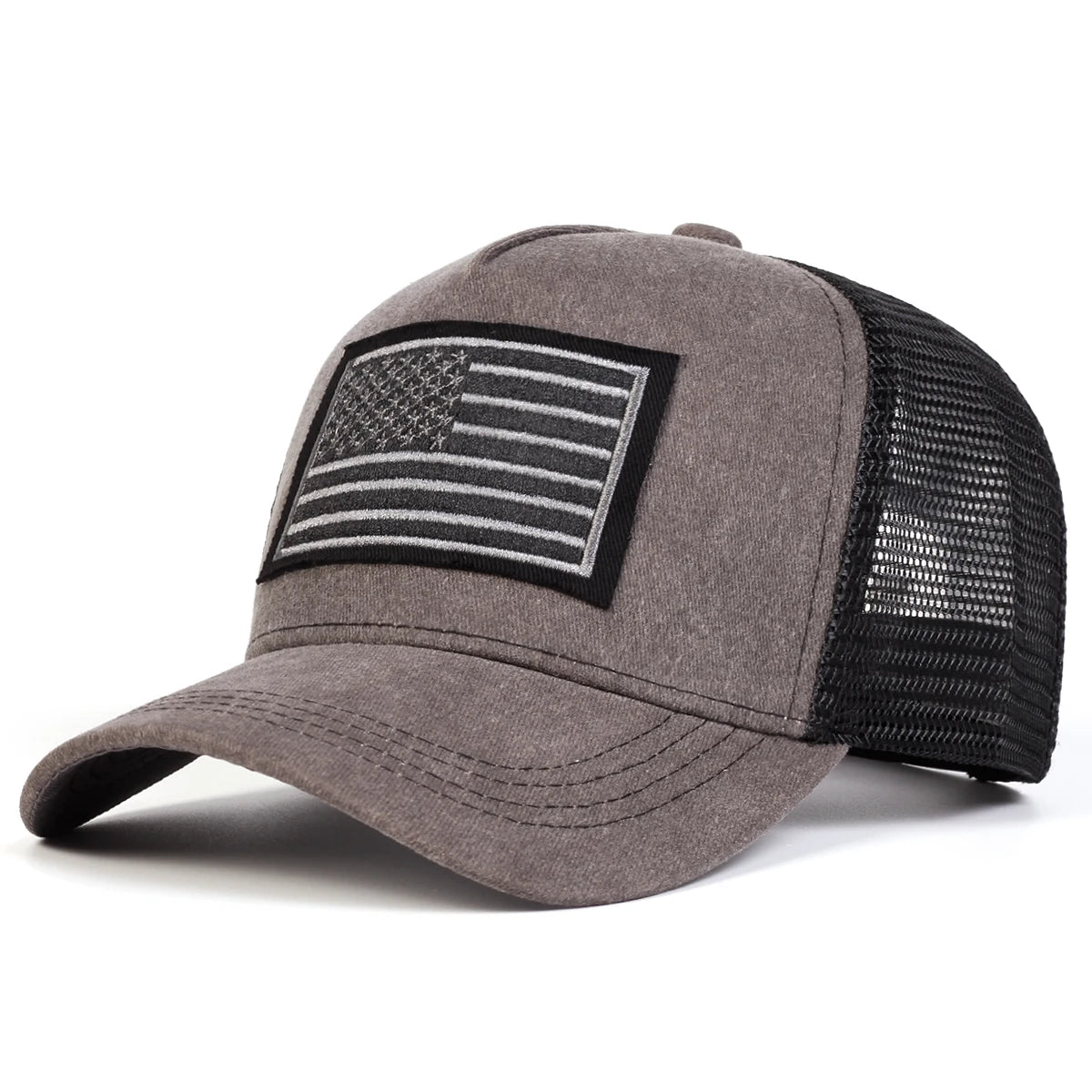 Unisex American Flag Embroidery Washed Baseball Net Caps Spring Summer Outdoor Adjustable Casual