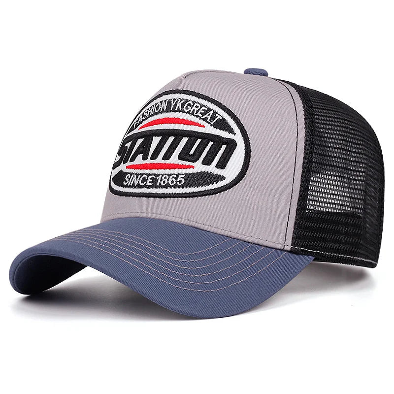 Style Unisex Baseball Cap Classic Station Letter Pattern Mesh Men Women Breathable Streetwear Summer