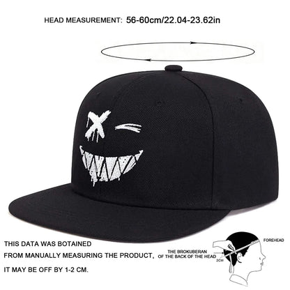 Unisex Personality Ghost Expression Embroidery Hip-Hop Hats Outdoor Adjustable Casual Baseball Caps
