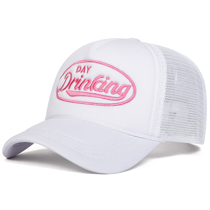 Unisex Day Drinking Letter Embroidery Baseball Net Caps Spring Summer Outdoor Adjustable Casual Hats