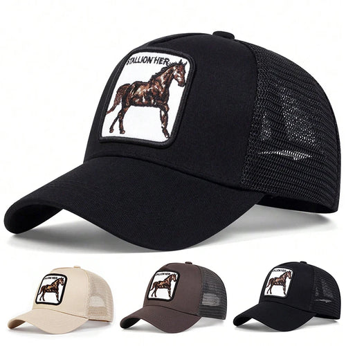 Unisex Horse Stallion Her Embroidery Baseball Net Caps Spring Summer Outdoor Adjustable Casual Hats