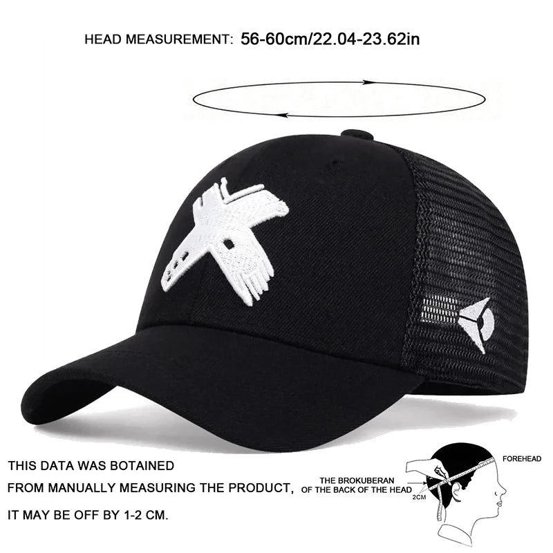 Summer Men Mesh Baseball Cap Outdoor Sport X Letter Snapback Hat Women Unisex Breathable Caps Hip