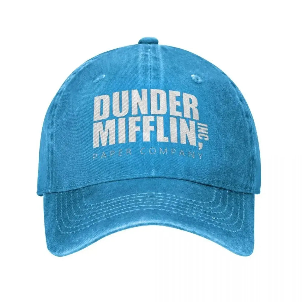 Classic Dunder Mifflin Logo Baseball Caps Men Women Distressed Denim Washed Sun Cap Office Travel
