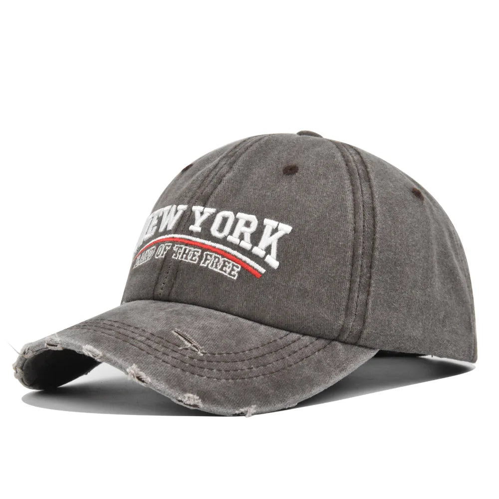 Retro Embroidered Letter Baseball Cap Unisex Adjustable Washed Cotton Hip Hop Snapback Outdoor