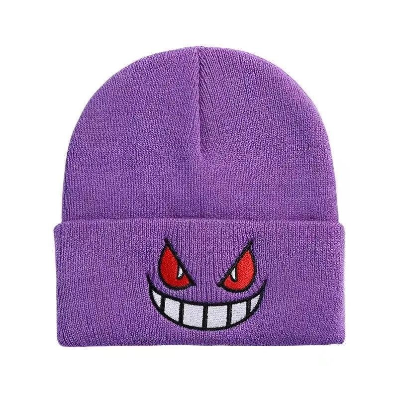 Cartoon Embroidered Beanies Popular American Anime Knitted Autumn Winter Warm Hat Wool Gengar