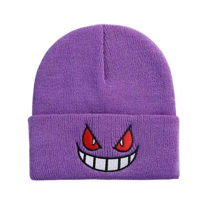 Cartoon Embroidered Beanies Popular American Anime Knitted Autumn Winter Warm Hat Wool Gengar