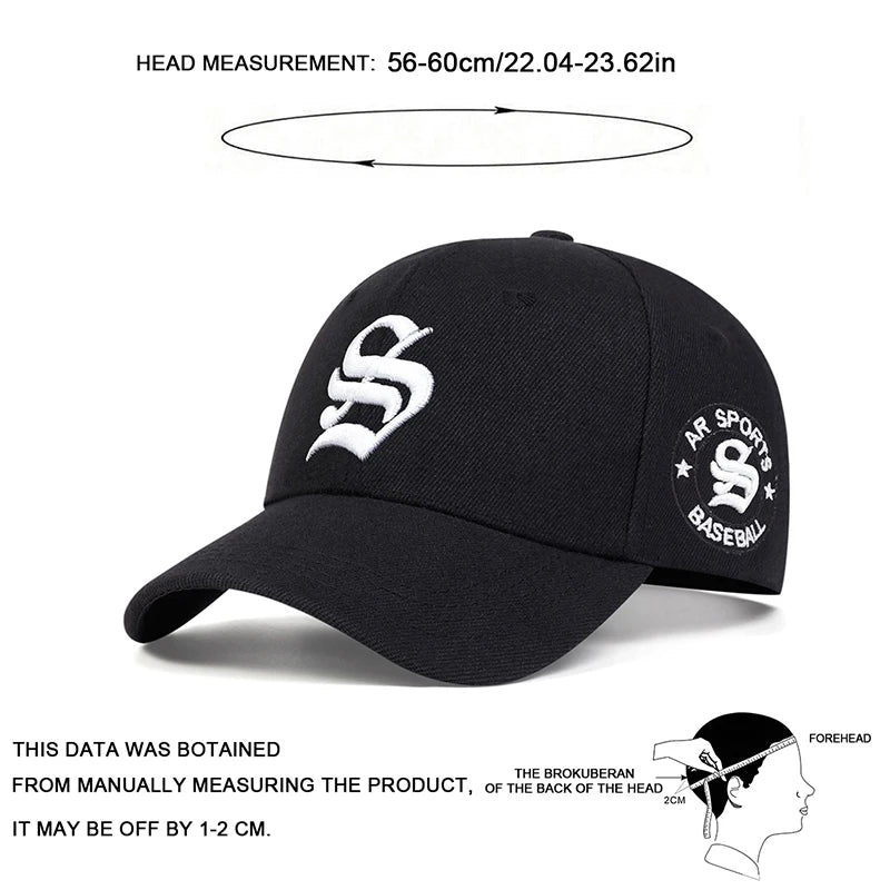 Unisex Gothic S Letter Embroidery Side Ar Sport Baseball Caps Spring Autumn Outdoor Adjustable