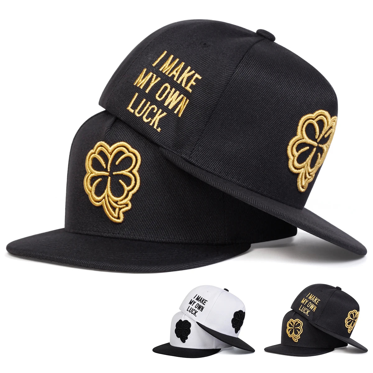 Unisex Four Leaf Clover Embroidery Side Letter Hip-Hop Hats Spring Autumn Outdoor Adjustable Casual