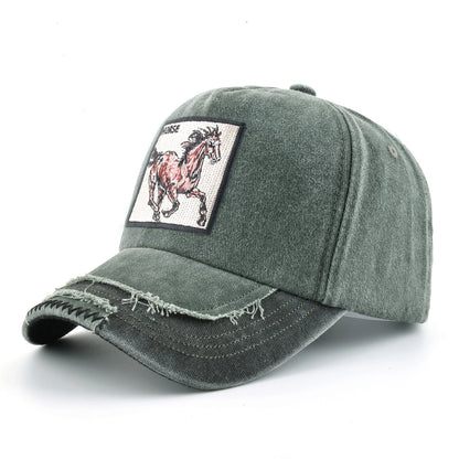 Vintage Denim Baseball Cap With Embroidery Horse Patch Men Snapback Hip Hop Dad Hats Women Four Seasons Adjustable Visor Cap
