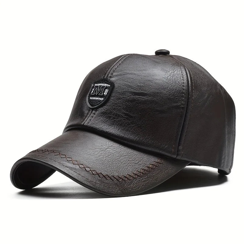 Men Baseball Cap Autumn Winter Warm Leather Hip Hop Snapback Hat Outdoor Sports Casual Caps Dad Hats
