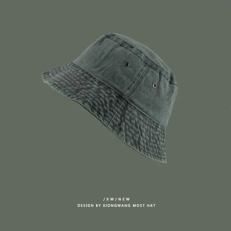 Women Men Washed Denim Solid Vintag Bucket Hats Lady Male Spring Summer Autumn Panama Fisherman Cap