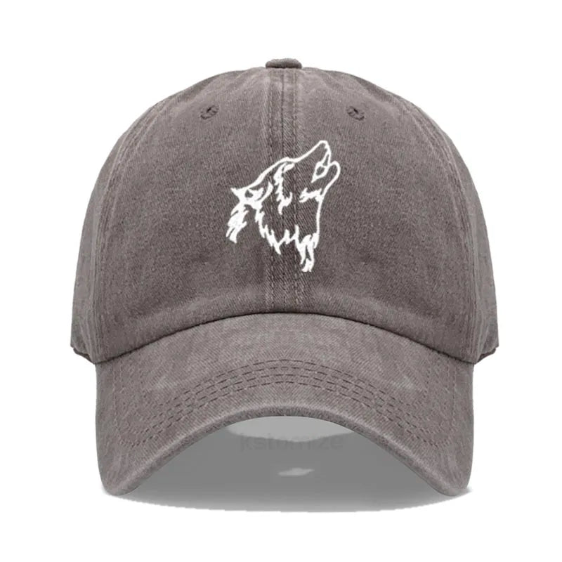 Women S Baseball Cap Men Washed Cotton Wolf Howl Embroidery Dad Hat Sport Golf Caps Man Sun Hats