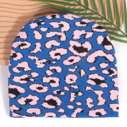 Winter Beanie Warm Fashionable Leopard Print Style Knitted Hatversatile Personalized Cold Hat Retro
