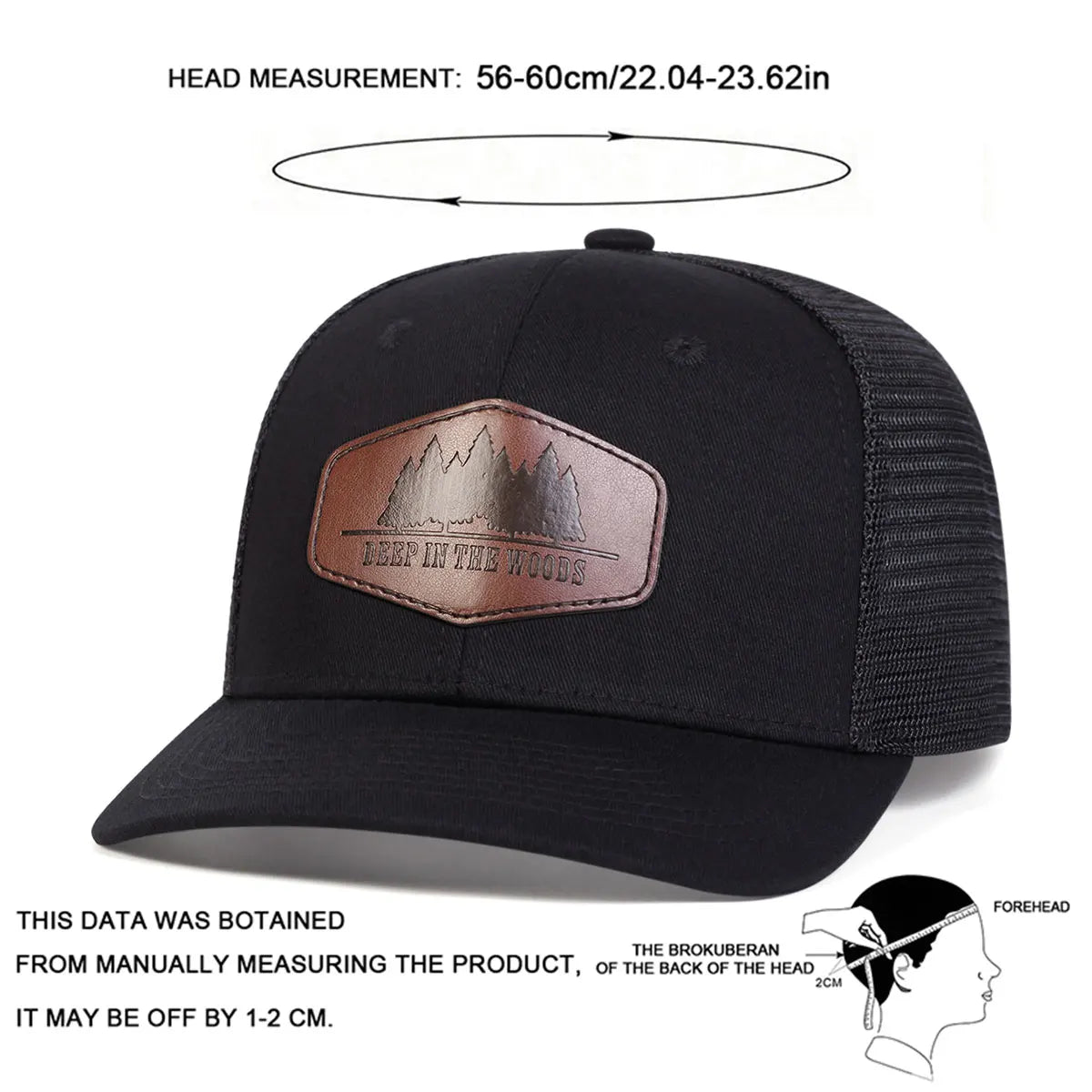 Unisex Deep Woods Leather Label Baseball Net Caps Spring Summer Outdoor Adjustable Casual Hats