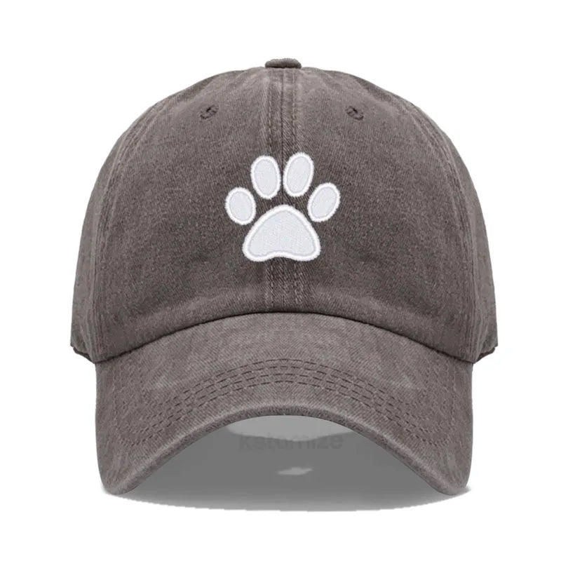 Dog Paw Embroidered Baseball Cap Women Men Adjustable Washed Cotton Dad Hat Unisex Classic Golf Caps