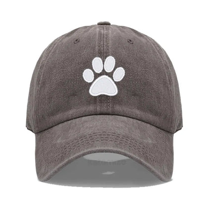 Dog Paw Embroidered Baseball Cap Women Men Adjustable Washed Cotton Dad Hat Unisex Classic Golf Caps